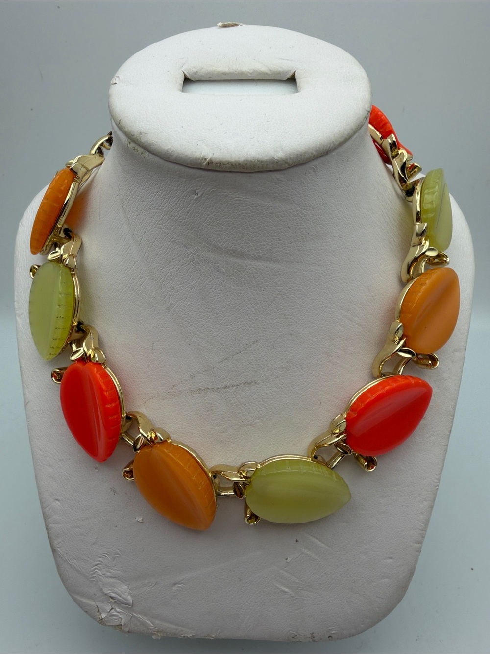 Vintage Lisner Thermoset Lucite Choker Necklace Mid Century 1950s Fall Colors